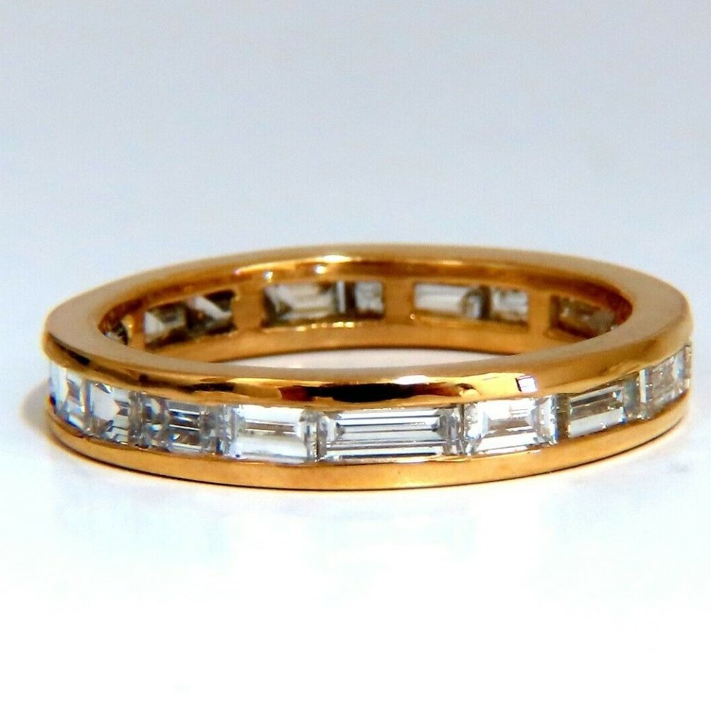 2.20ct. natural baguette diamonds eternity ring 14kt Gold 3.8mm*